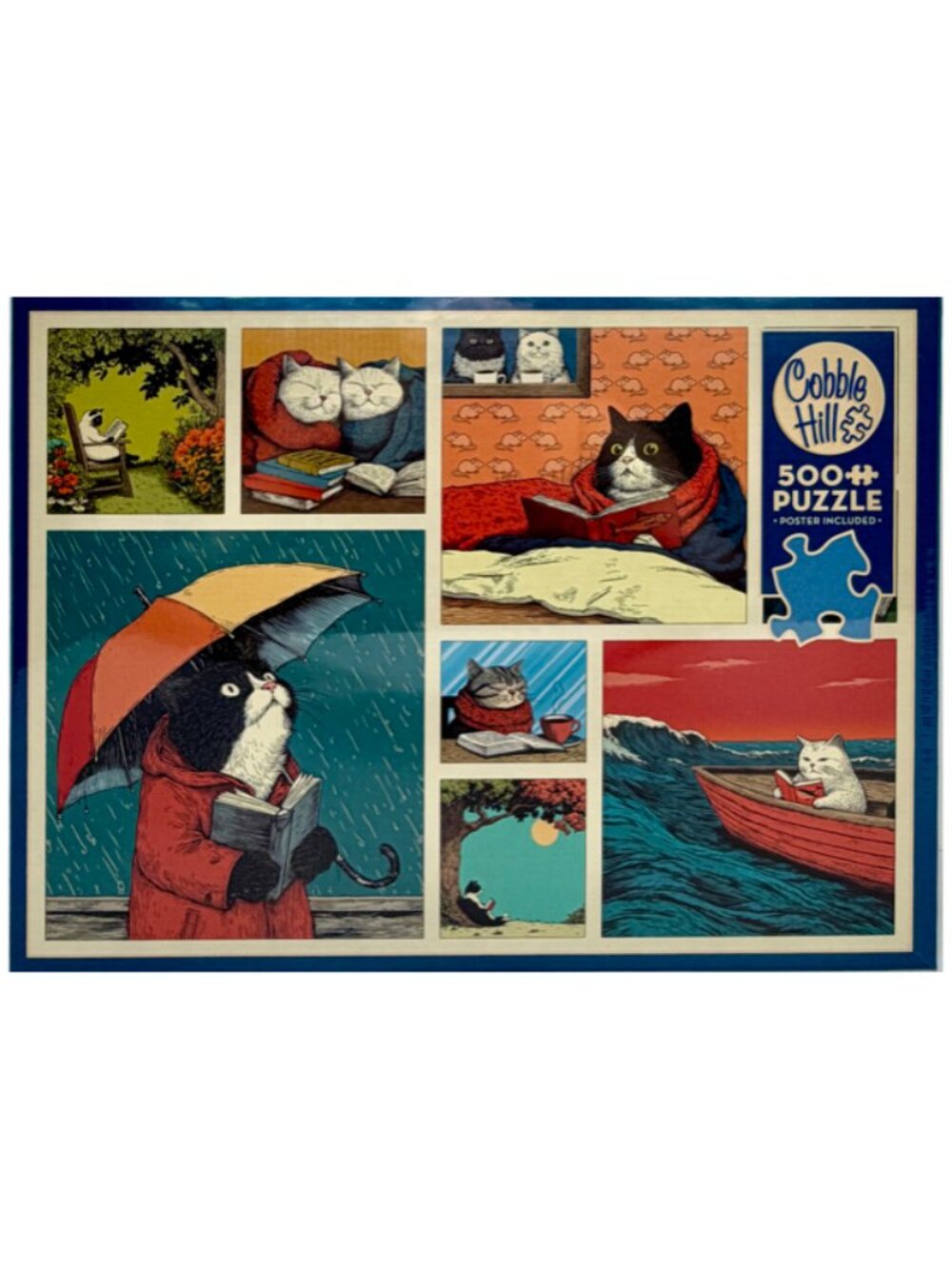 NEW Cobble Hill Cats Chillin' With Books 500 Piece Puzzle